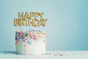 Birthday cake with happy birthday banner Birthday cake with happy birthday banner